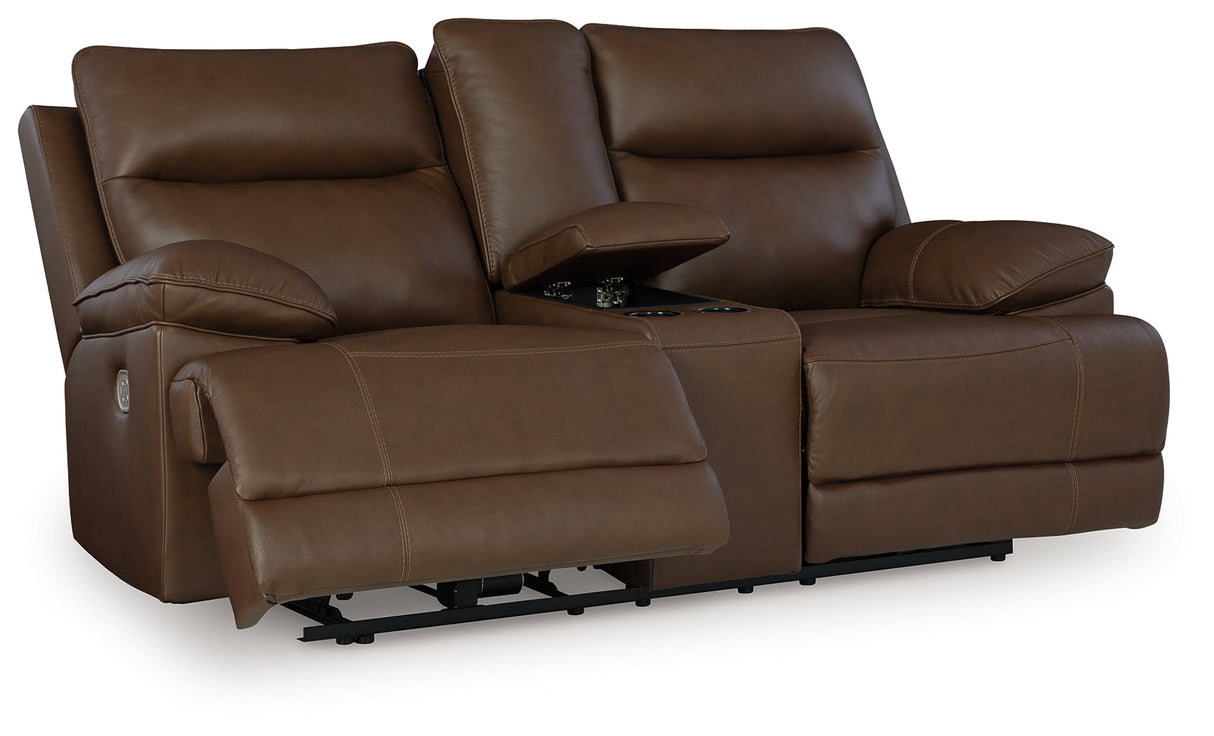 VonRyan Tobacco Dual Power Reclining Loveseat by Ashley at Eve Furniture