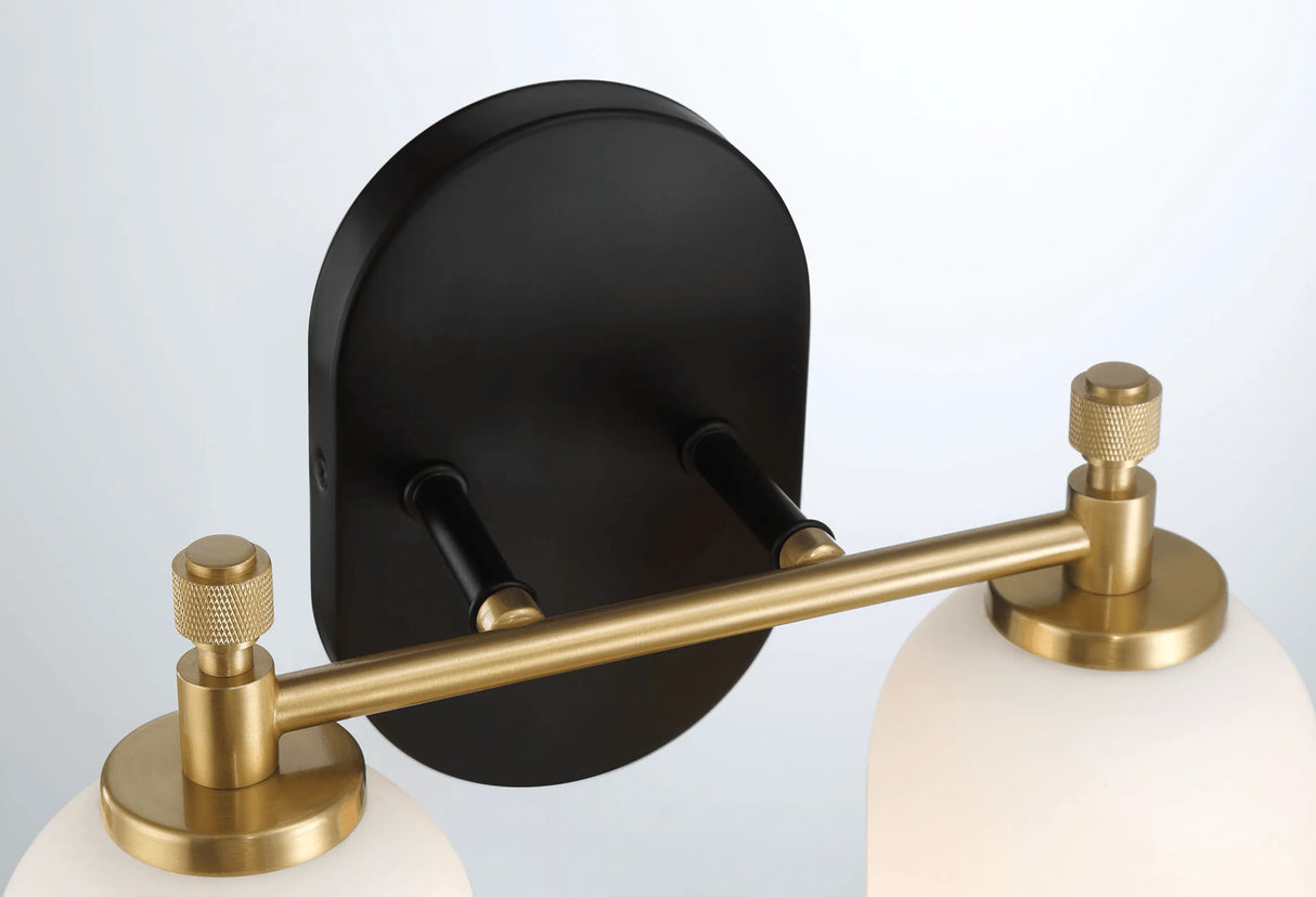 Vortex Two Lights Vanity in Traditional Style for Over Bathroom Mirror Wall Sconce 12.25"W × 10.125"H × 5.5"E With White Frosted Glass by Ashcroft Furniture at Eve Furniture