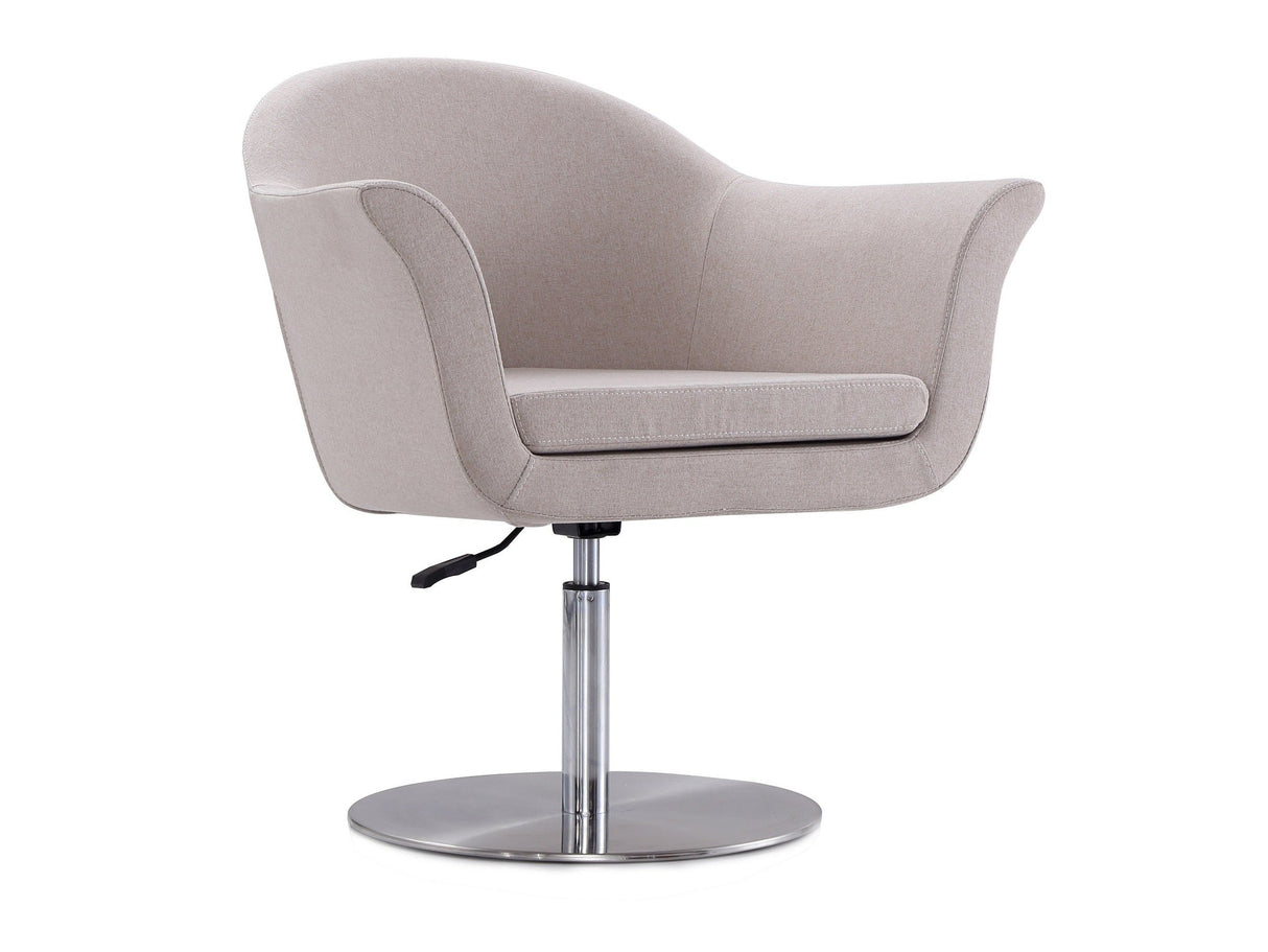 Voyager Swivel Adjustable Accent Chair in Barley and Brushed Metal by Manhattan Comfort at Eve Furniture