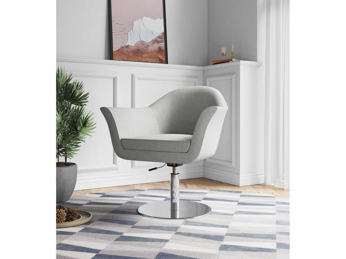 Voyager Swivel Adjustable Accent Chair in Barley and Brushed Metal (set of 2) by Manhattan Comfort at Eve Furniture