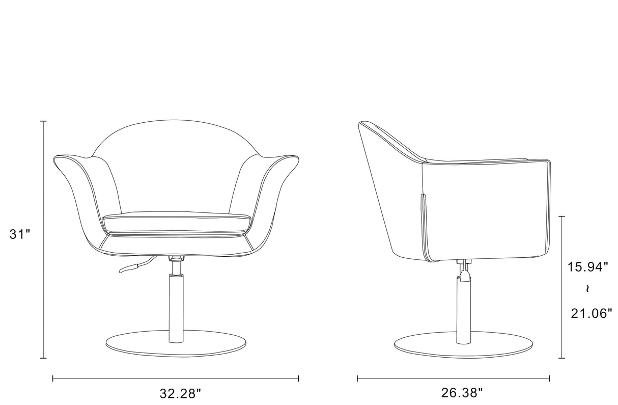 Voyager Swivel Adjustable Accent Chair in Orange and Brushed Metal by Manhattan Comfort at Eve Furniture