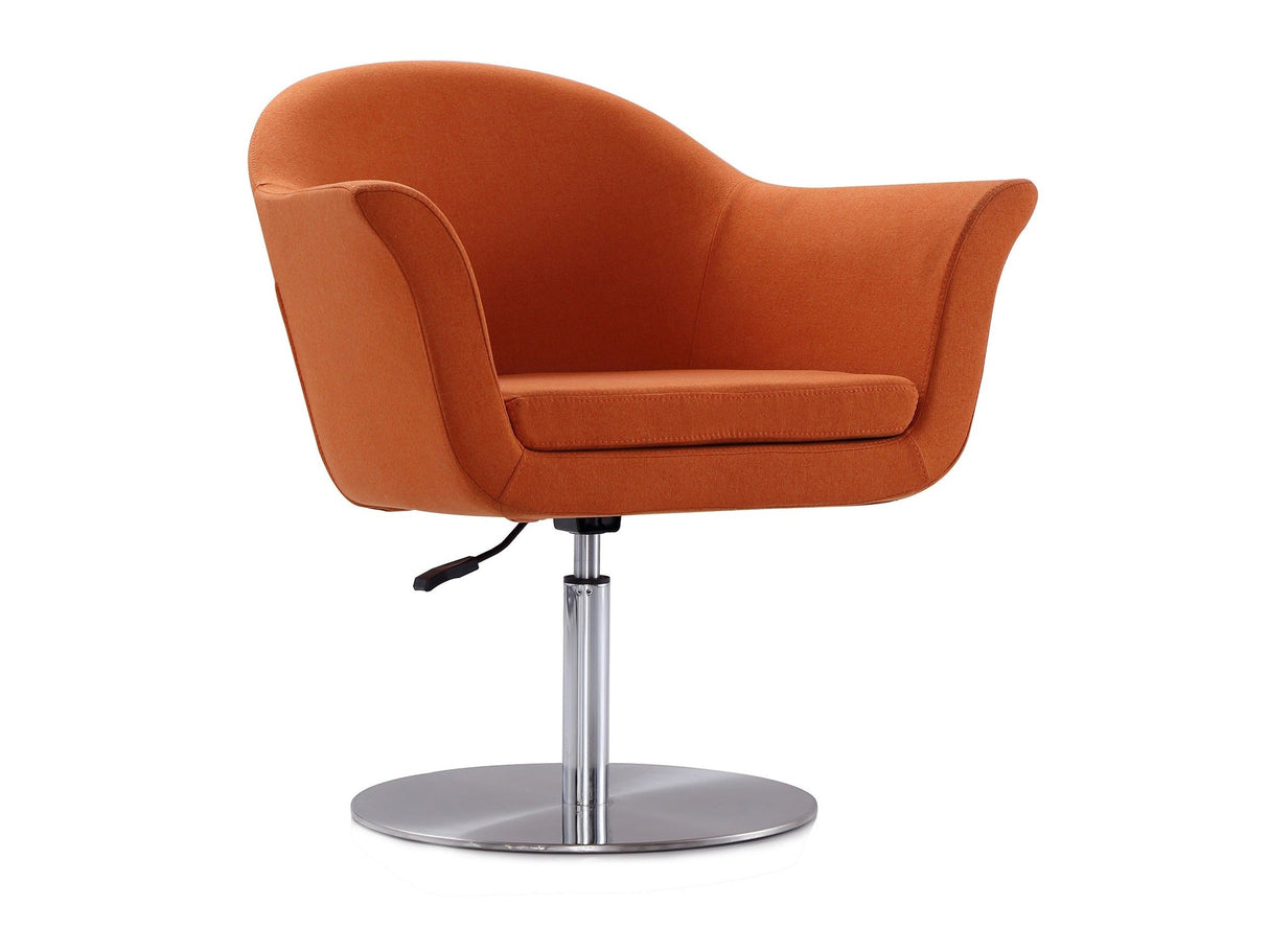 Voyager Swivel Adjustable Accent Chair in Orange and Brushed Metal by Manhattan Comfort at Eve Furniture