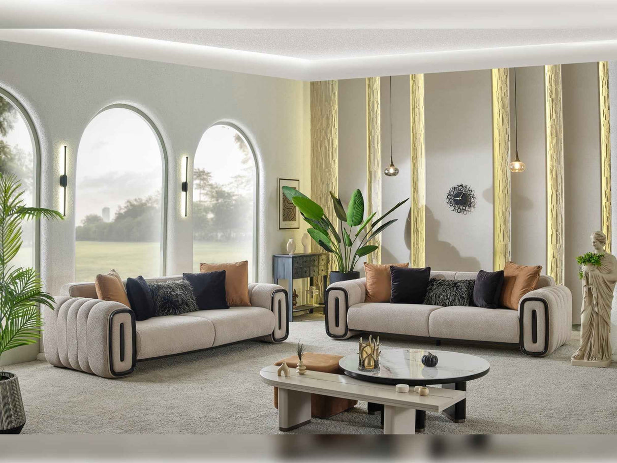 Voyance 4-pieces (2 Four Seat Sofa & 2 Chair) Livingroom Set in Beige