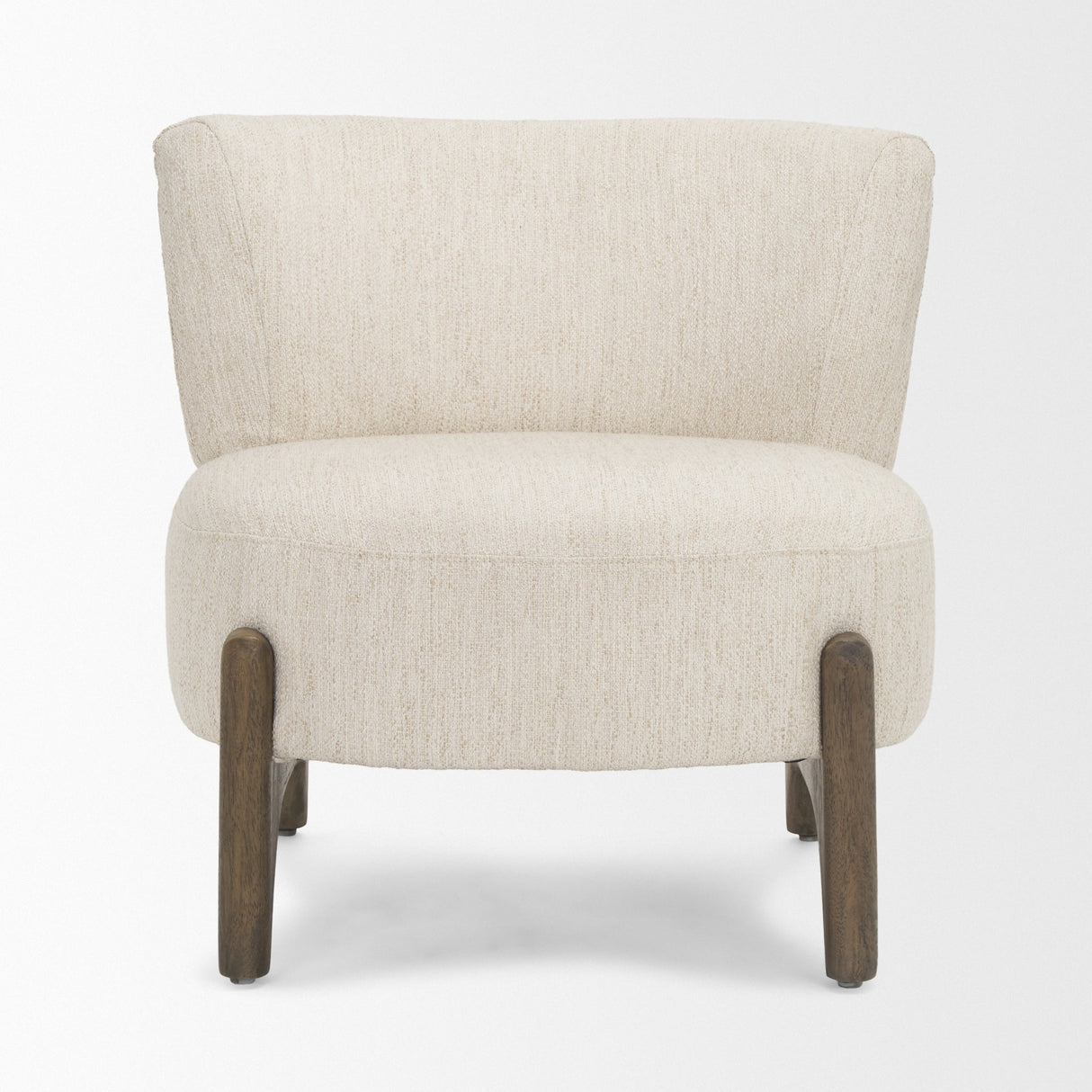 Vyra Dark Brown Wood w/ Cream Fabric Accent Chair by Mercana at Eve Furniture