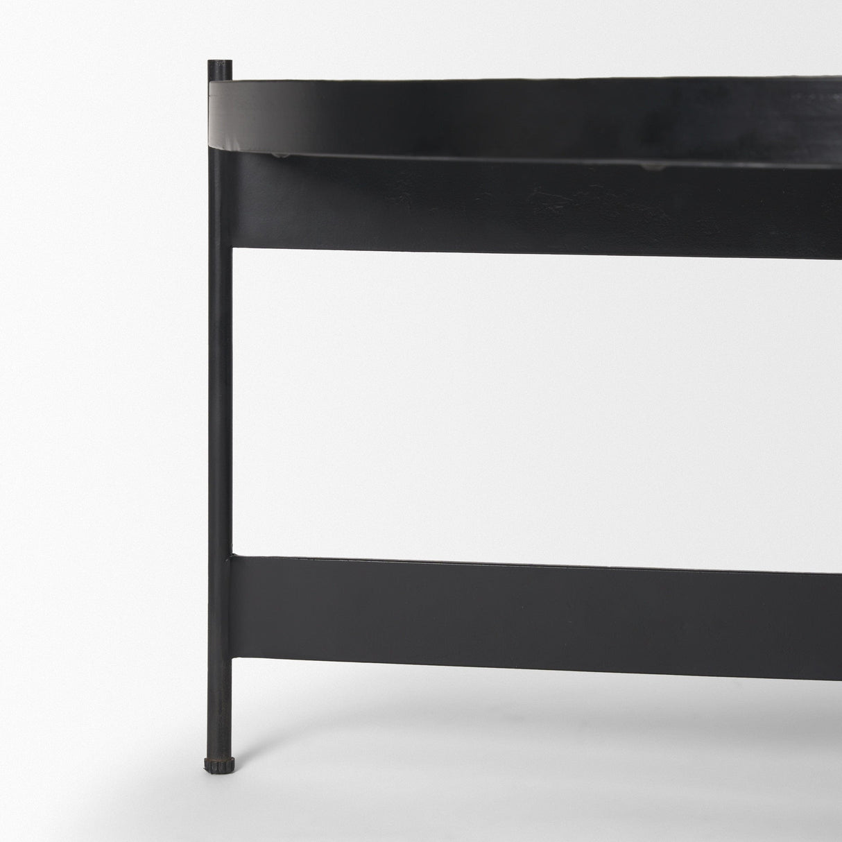 Wade Travertine Marble w/ Matte Black Metal Coffee Tables by Mercana at Eve Furniture