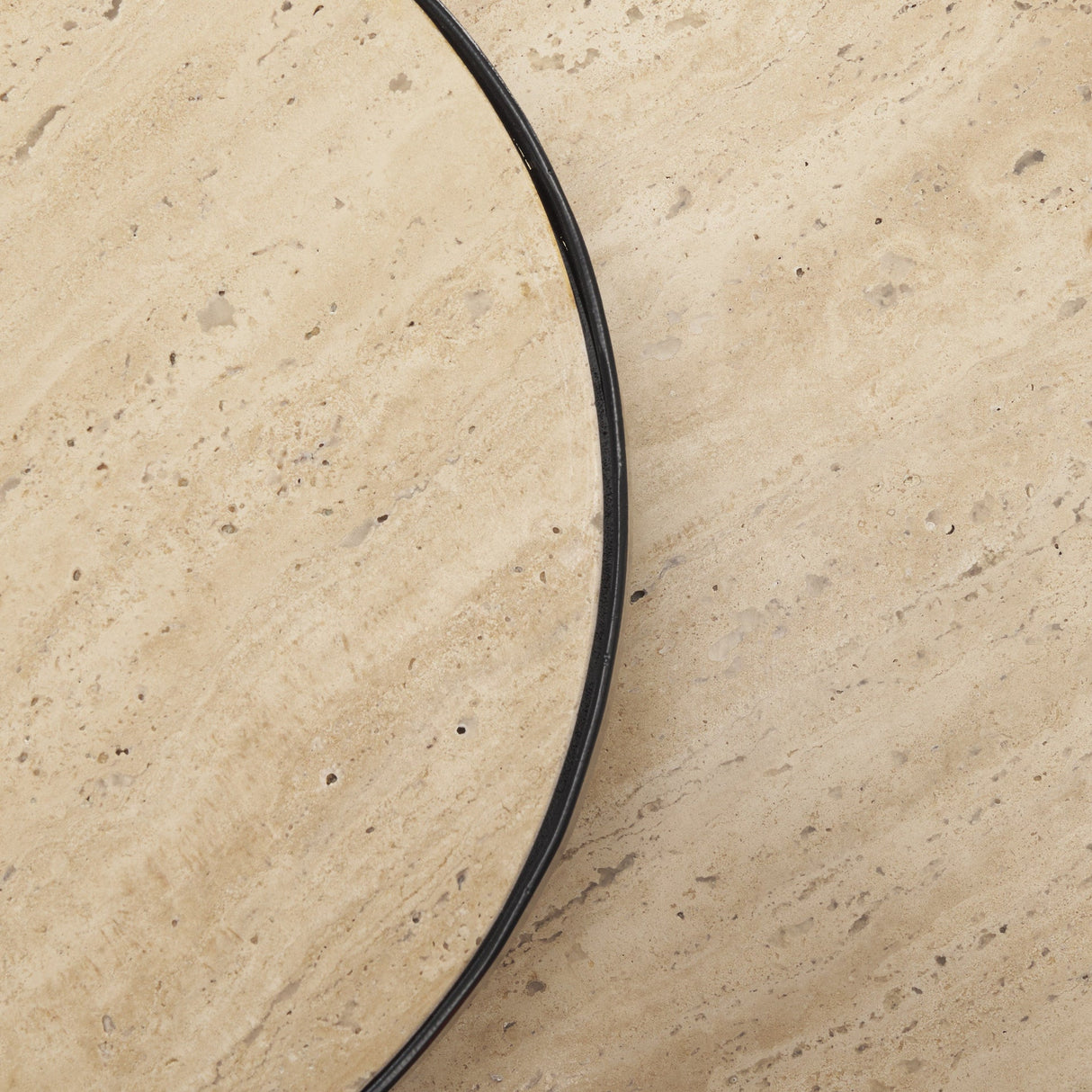 Wade Travertine Marble w/ Matte Black Metal End Tables by Mercana at Eve Furniture