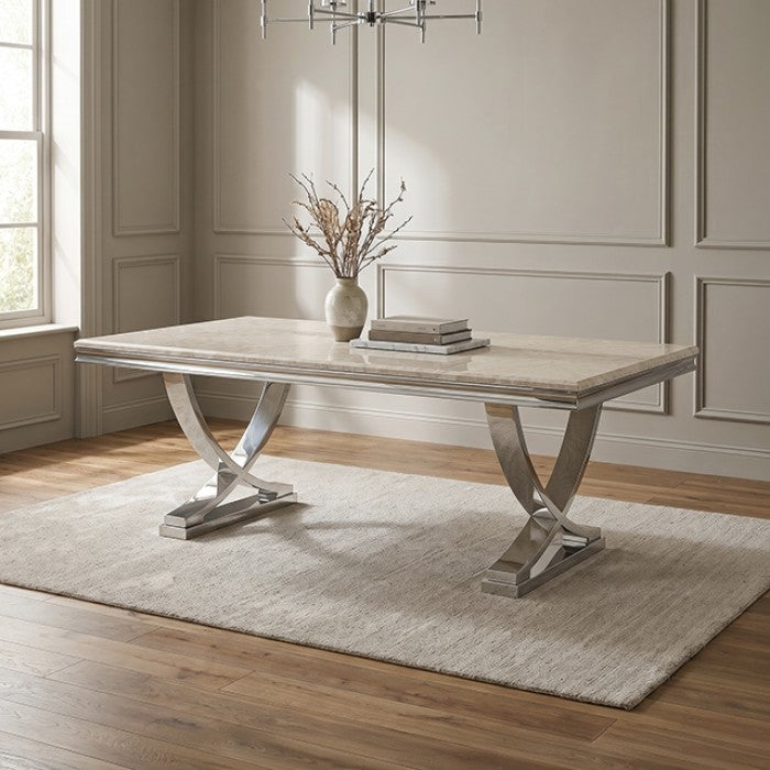 Wadenstil Chrome Dining Table by Furniture of America at Eve Furniture