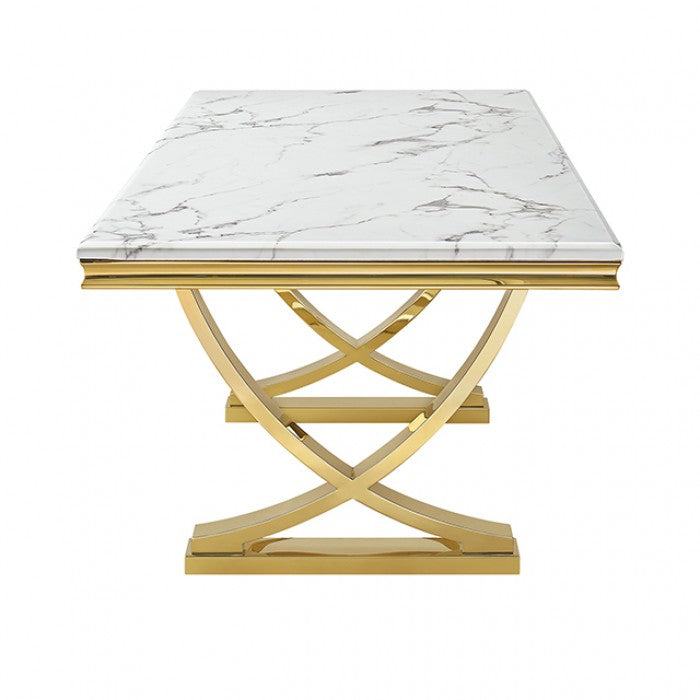 Wadenstil Gold/White Dining Table by Furniture of America at Eve Furniture
