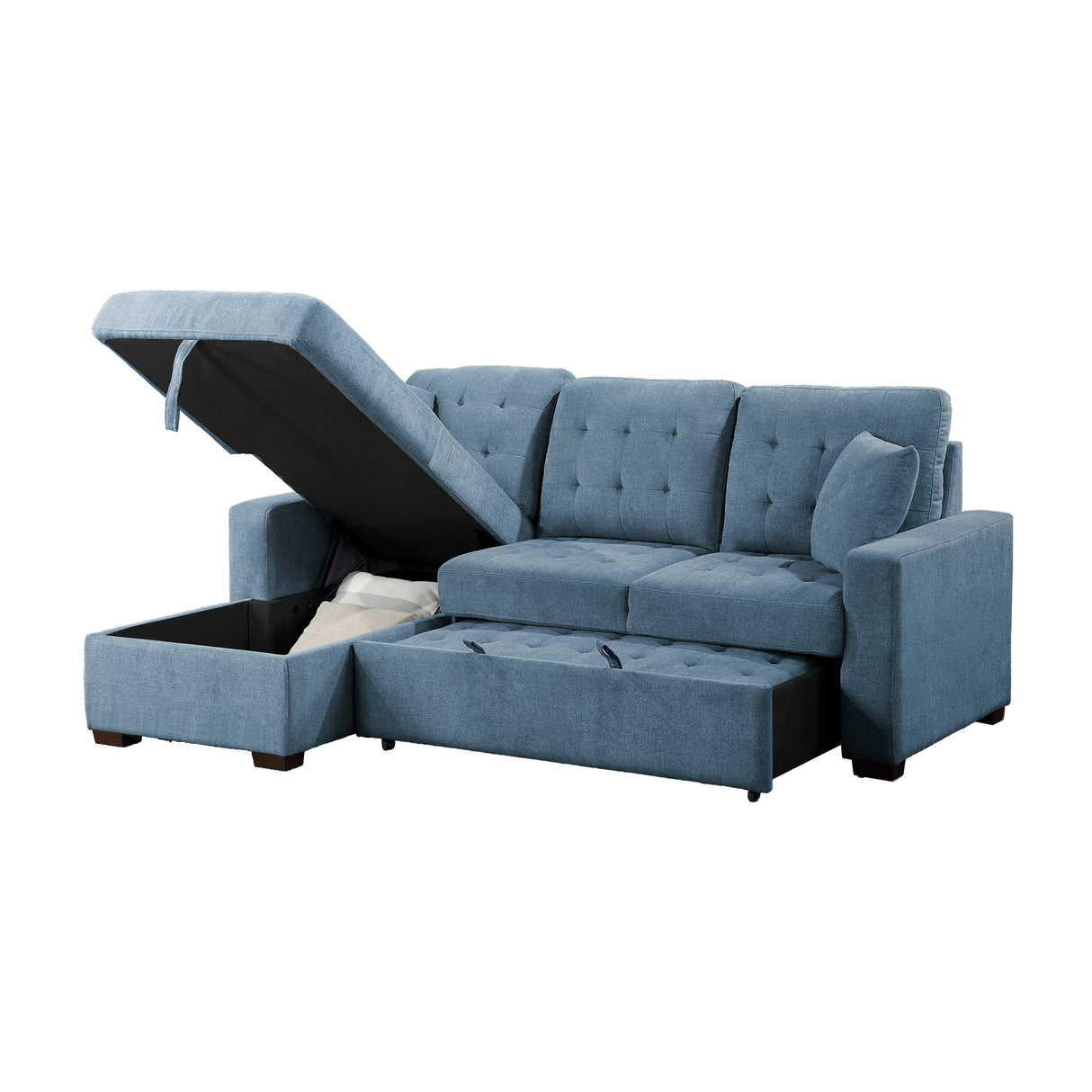 Waitsfield Blue 2-Piece Sectional with Left Chaise, Pull-out Bed and Hidden Storage by Homelegance at Eve Furniture
