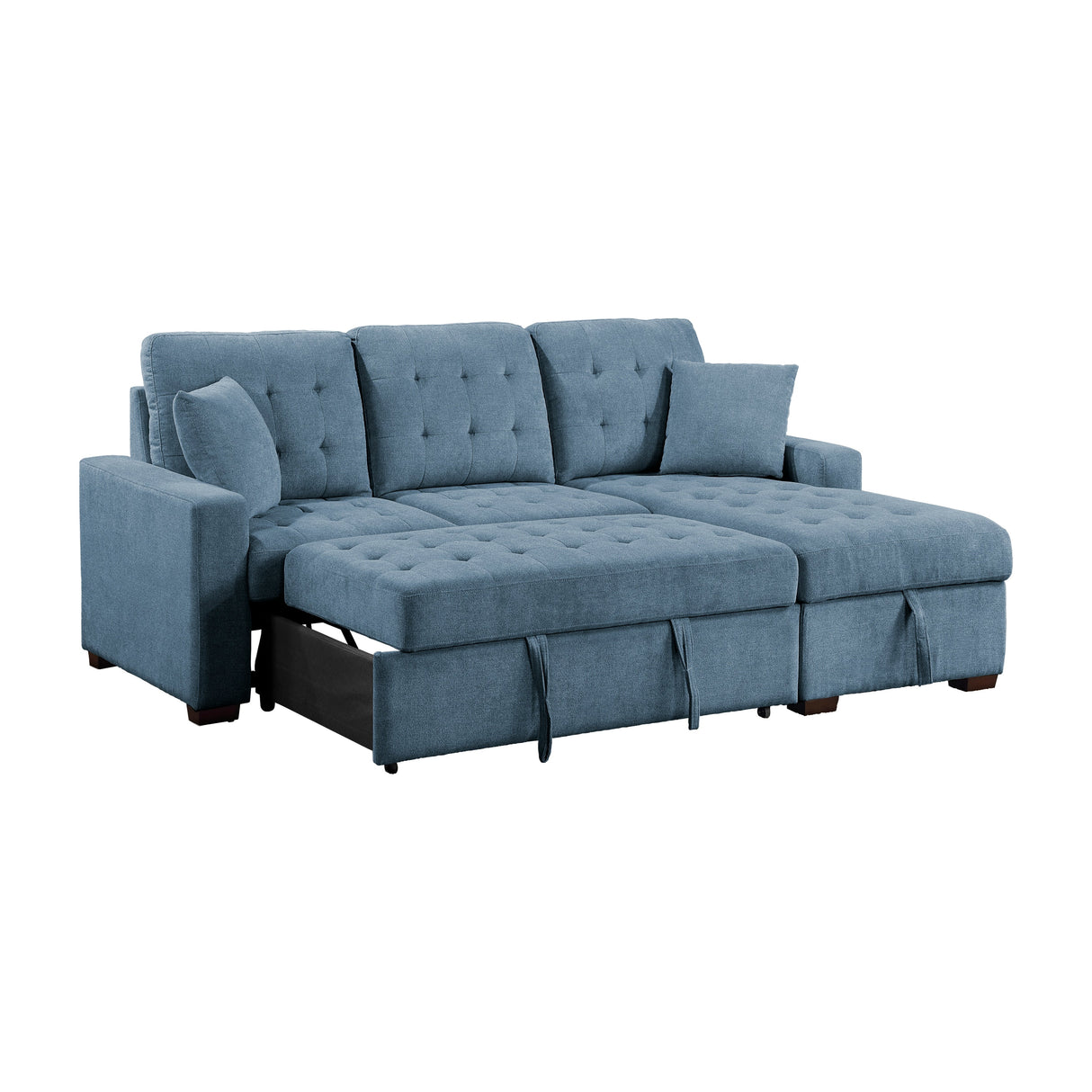 Waitsfield Blue 2-Piece Sectional with Right Chaise, Pull-out Bed and Hidden Storage by Homelegance at Eve Furniture
