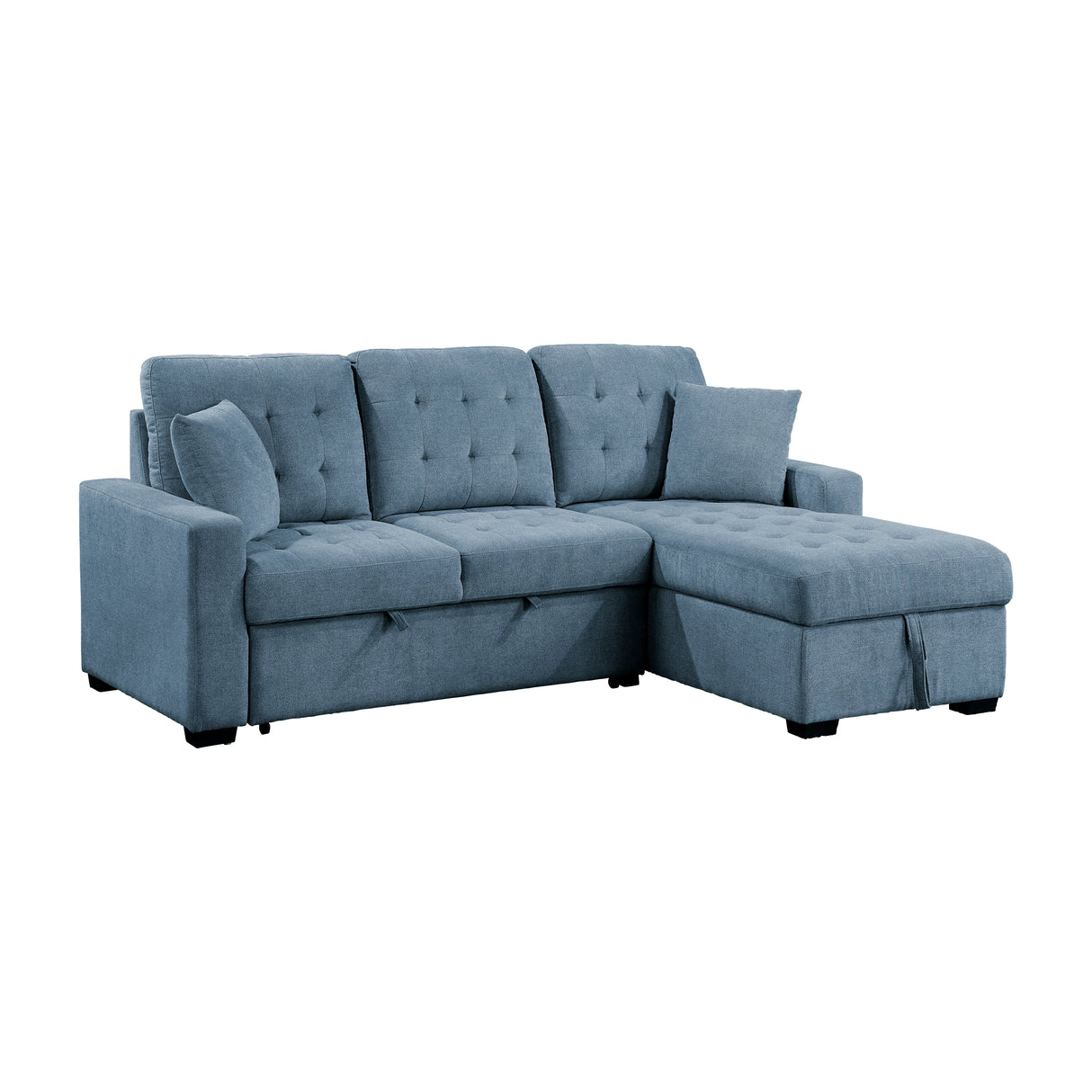 Waitsfield Blue 2-Piece Sectional with Right Chaise, Pull-out Bed and Hidden Storage by Homelegance at Eve Furniture