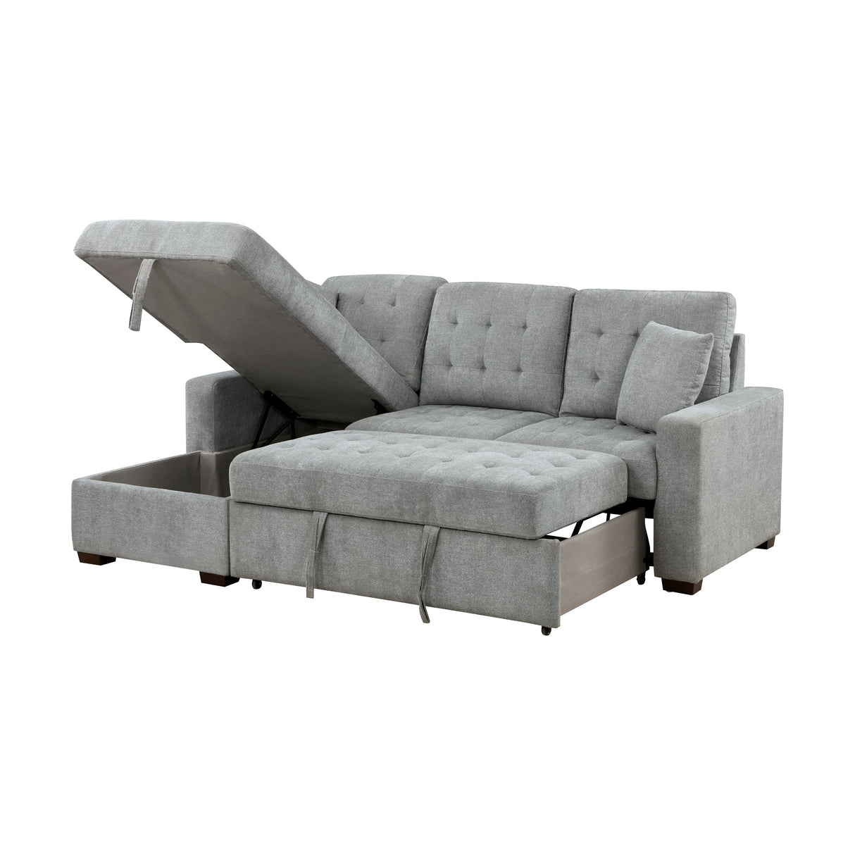 Waitsfield Gray 2-Piece Sectional with Left Chaise, Pull-out Bed and Hidden Storage by Homelegance at Eve Furniture