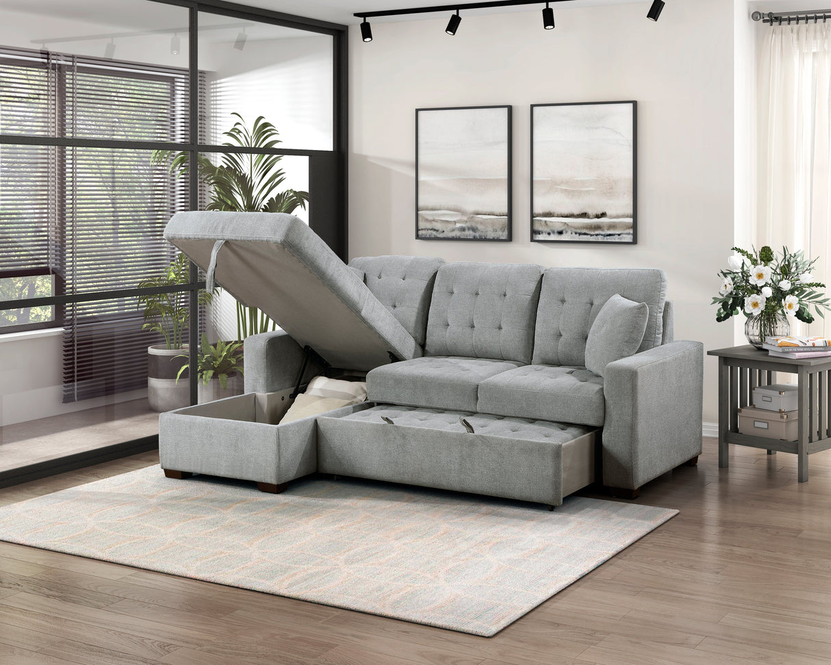 Waitsfield Gray 2-Piece Sectional with Left Chaise, Pull-out Bed and Hidden Storage by Homelegance at Eve Furniture