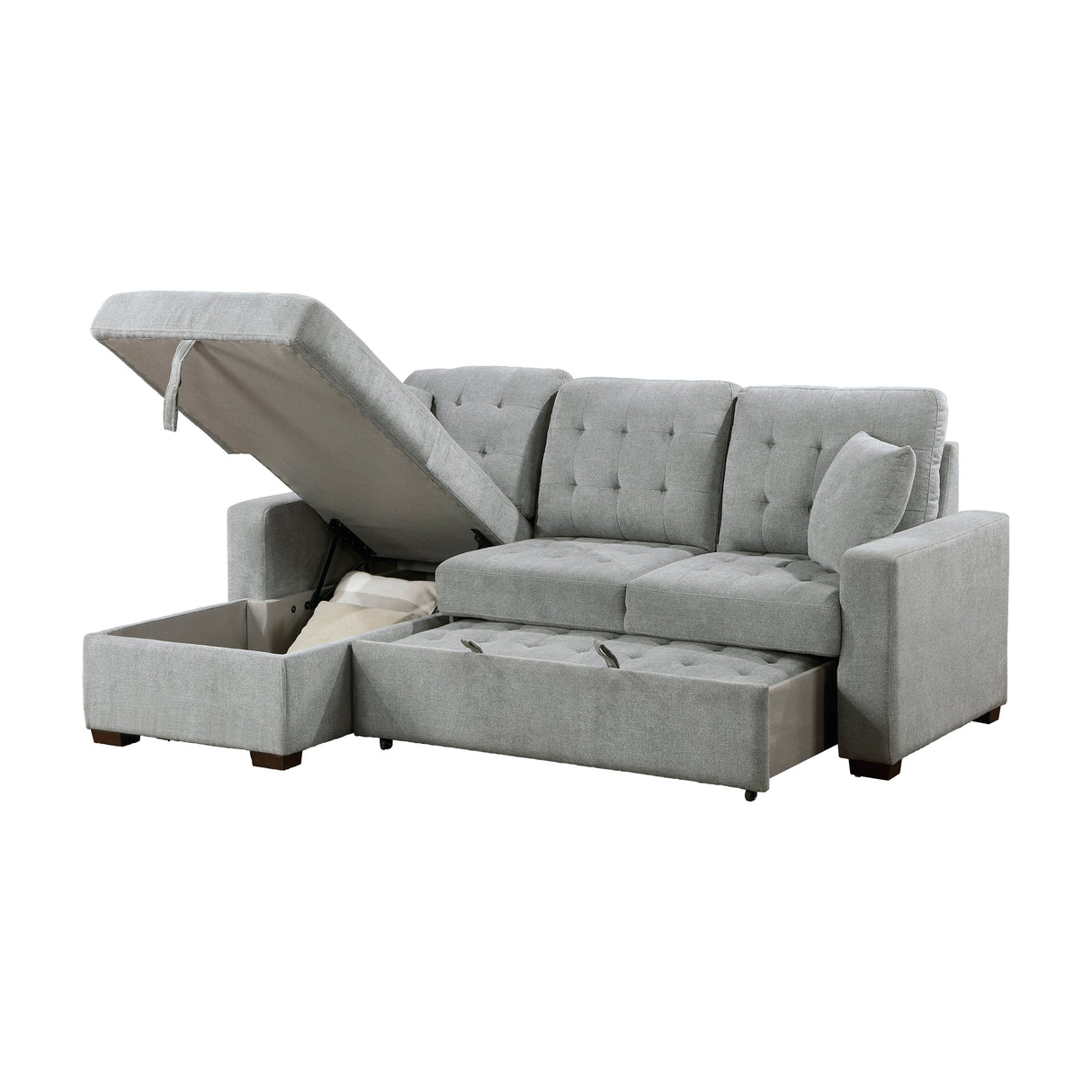 Waitsfield Gray 2-Piece Sectional with Left Chaise, Pull-out Bed and Hidden Storage by Homelegance at Eve Furniture