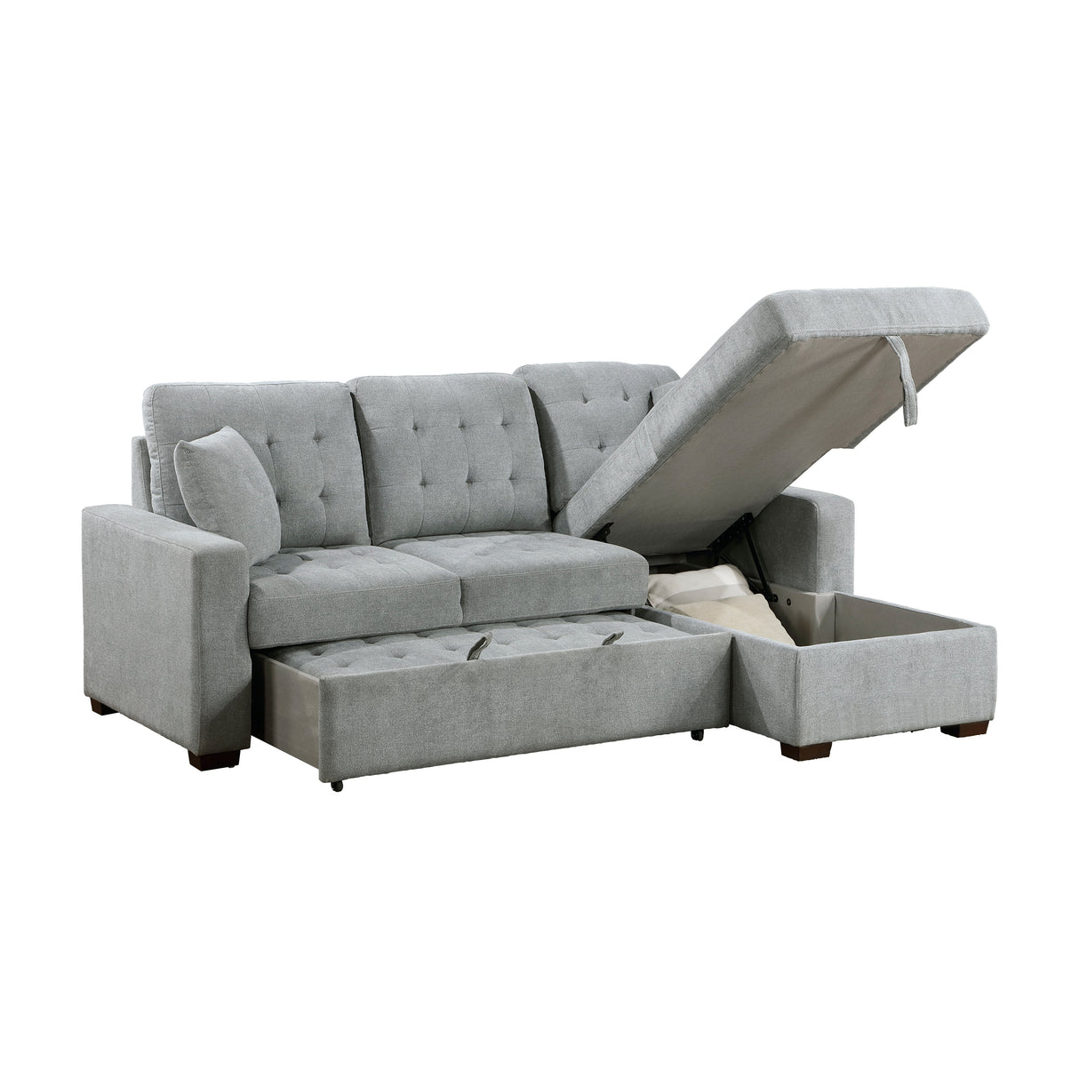 Waitsfield Gray 2-Piece Sectional with Right Chaise, Pull-out Bed and Hidden Storage by Homelegance at Eve Furniture