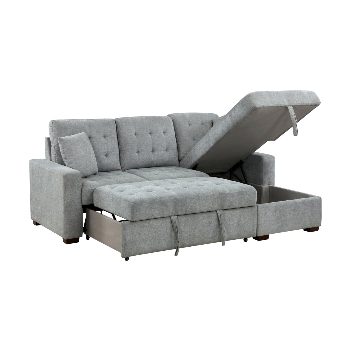 Waitsfield Gray 2-Piece Sectional with Right Chaise, Pull-out Bed and Hidden Storage by Homelegance at Eve Furniture