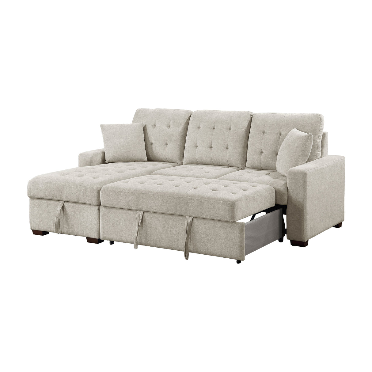 Waitsfield Sand 2-Piece Sectional with Left Chaise, Pull-out Bed and Hidden Storage by Homelegance at Eve Furniture