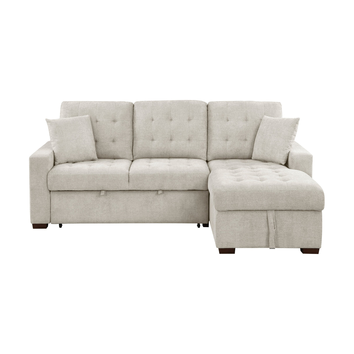 Waitsfield Sand 2-Piece Sectional with Right Chaise, Pull-out Bed and Hidden Storage by Homelegance at Eve Furniture