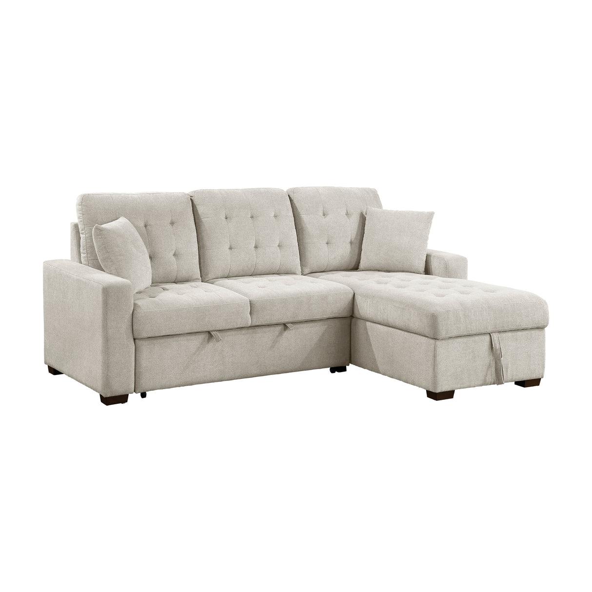Waitsfield Sand 2-Piece Sectional with Right Chaise, Pull-out Bed and Hidden Storage by Homelegance at Eve Furniture
