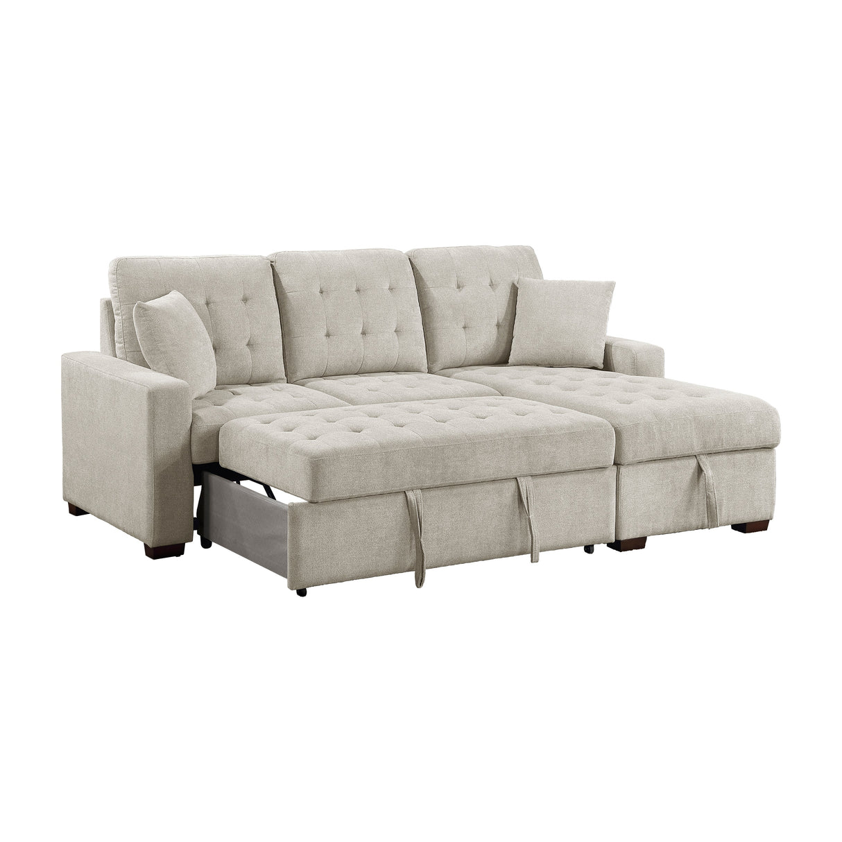 Waitsfield Sand 2-Piece Sectional with Right Chaise, Pull-out Bed and Hidden Storage by Homelegance at Eve Furniture