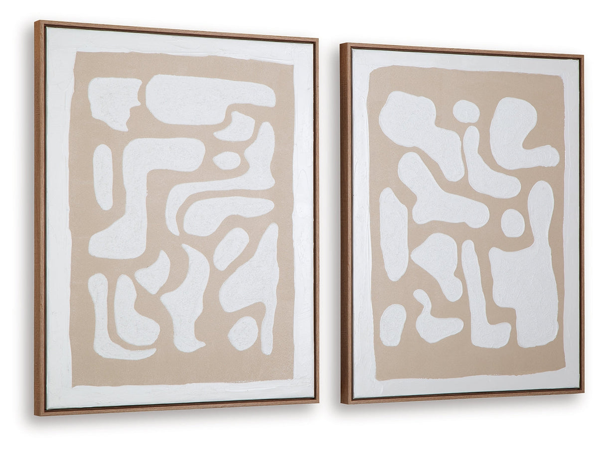 Waldett Beige/White Wall Art (Set of 2) by Ashley at Eve Furniture