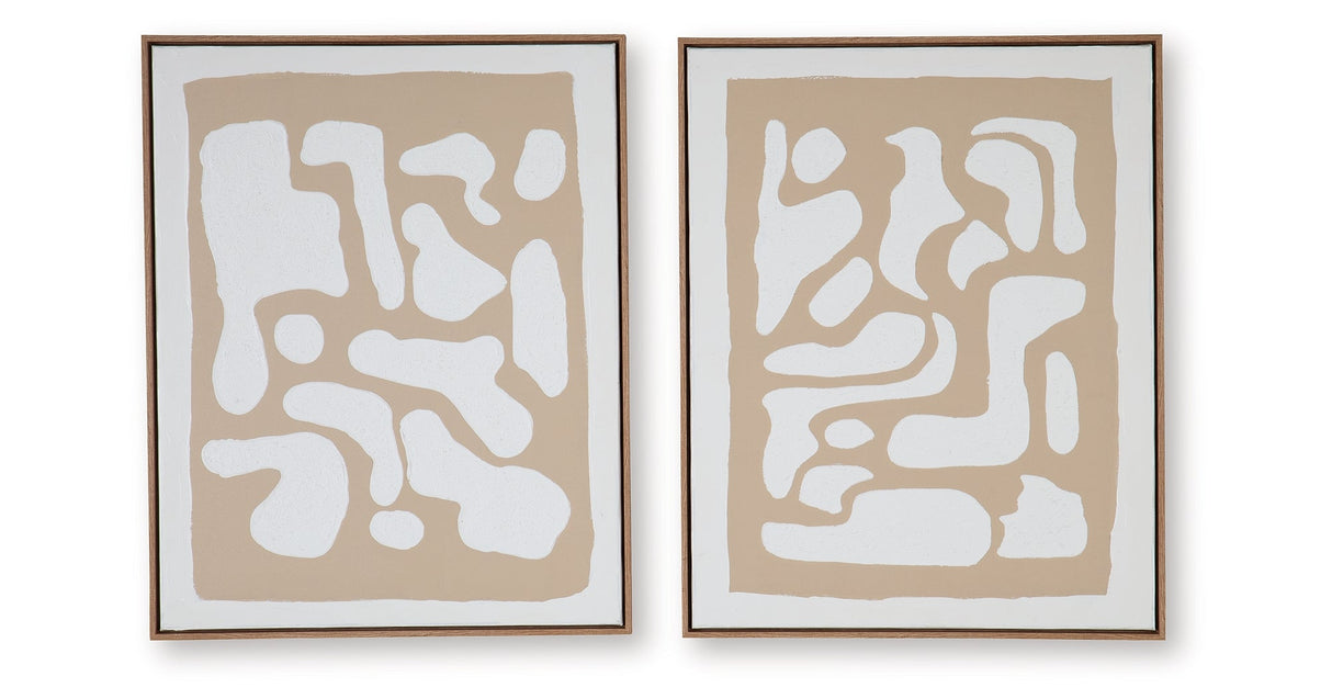 Waldett Beige/White Wall Art (Set of 2) by ASHLEY FURNITURE at Eve Furniture