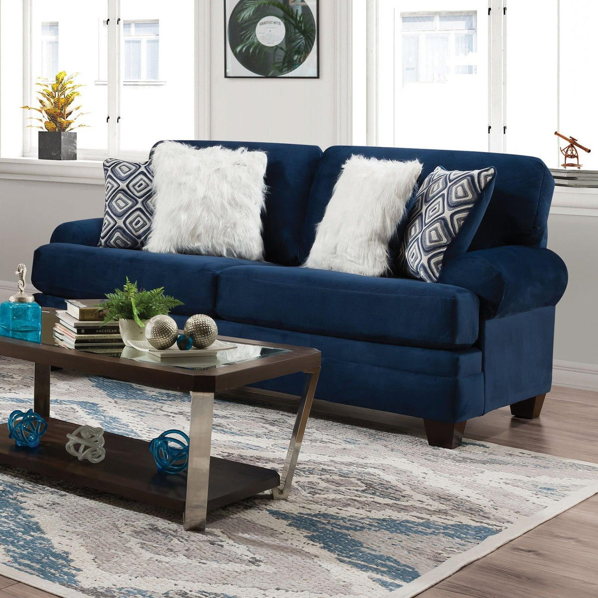 Waldstone Navy Sofa by Furniture of America at Eve Furniture