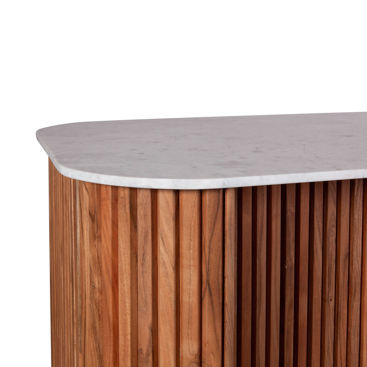 Wales 68" Kitchen Island in Natural Acacia with White Marble Top by Home Trends & Design at Eve Furniture