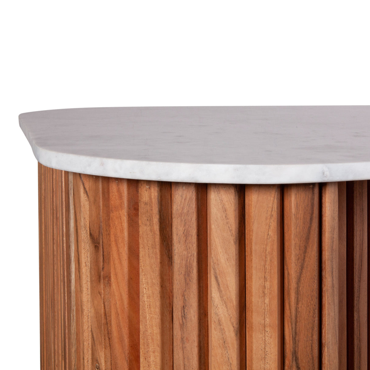Wales 68" Kitchen Island in Natural Acacia with White Marble Top by Home Trends & Design at Eve Furniture