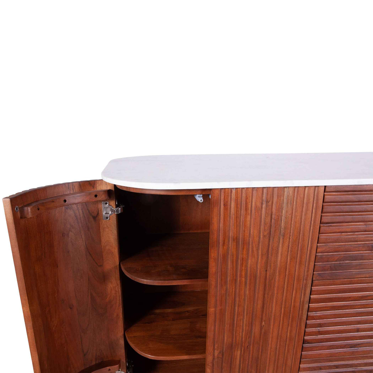 Wales 68" Kitchen Island in Walnut Brown with White Marble Top by Home Trends & Design at Eve Furniture