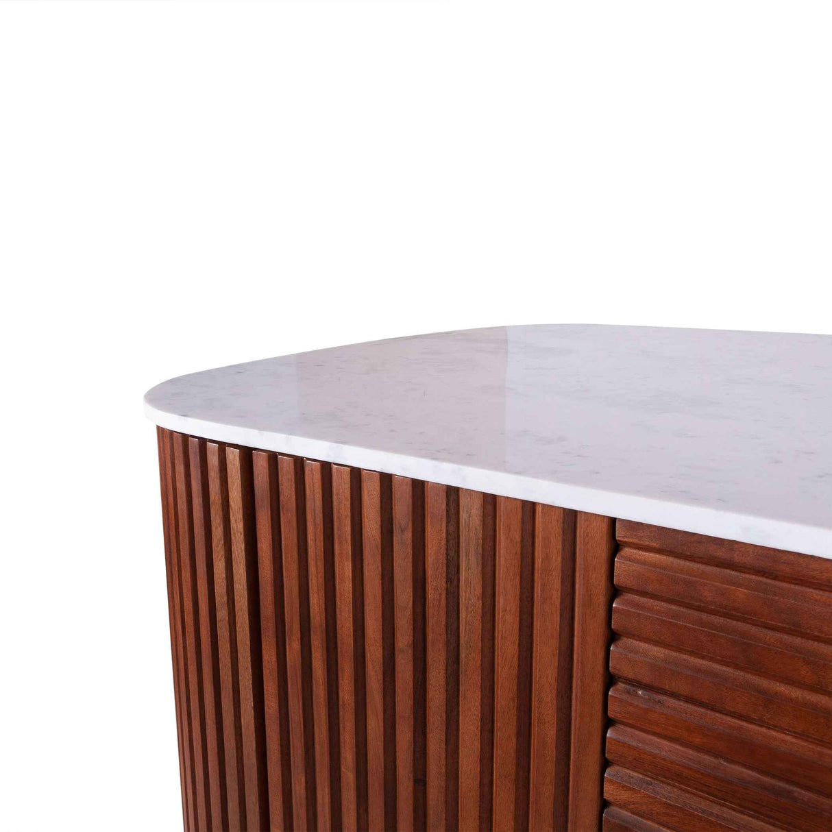 Wales 68" Kitchen Island in Walnut Brown with White Marble Top by Home Trends & Design at Eve Furniture