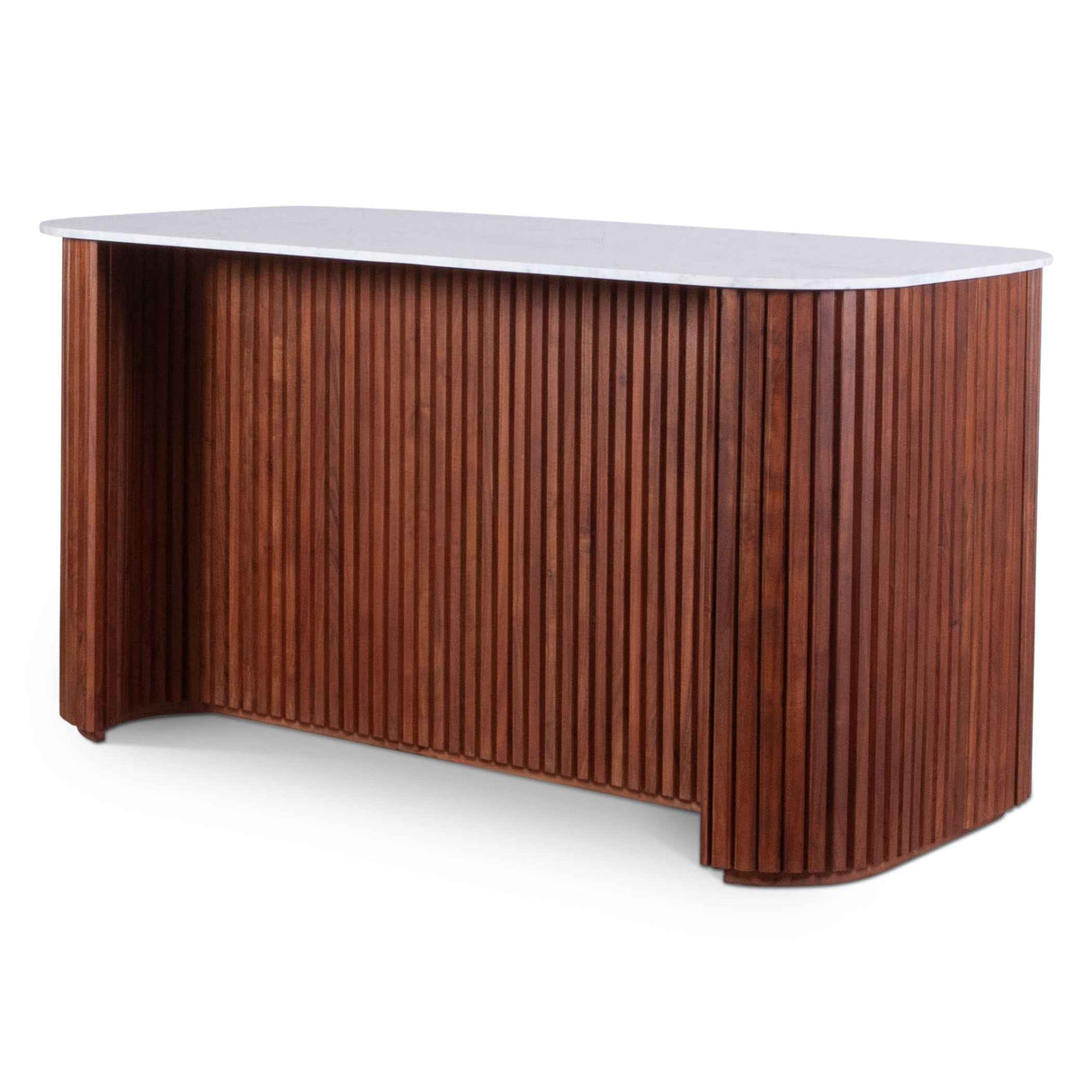 Wales 68" Kitchen Island in Walnut Brown with White Marble Top by Home Trends & Design at Eve Furniture
