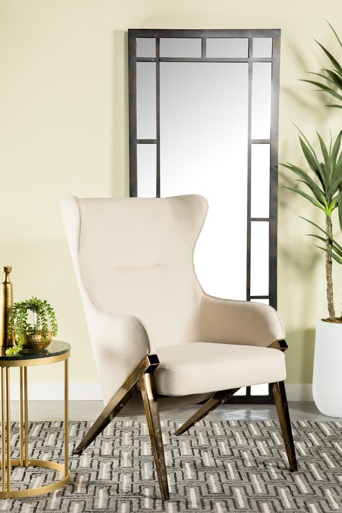 Walker Cream/Bronze Upholstered Accent Chair by Coaster at Eve Furniture
