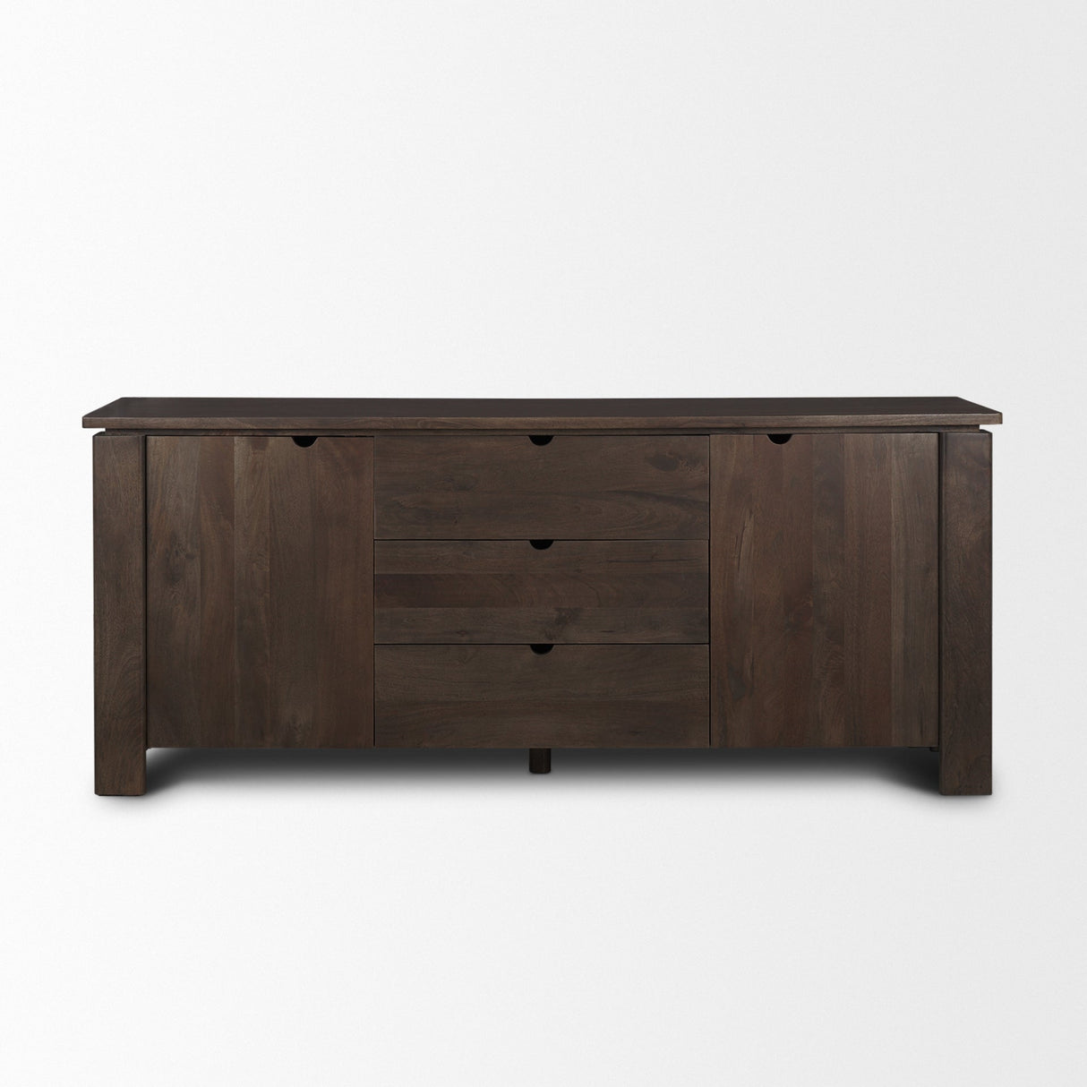 Wallen 2 Door Solid Dark Brown Wood w/ 3 Drawers Sideboard by Mercana at Eve Furniture