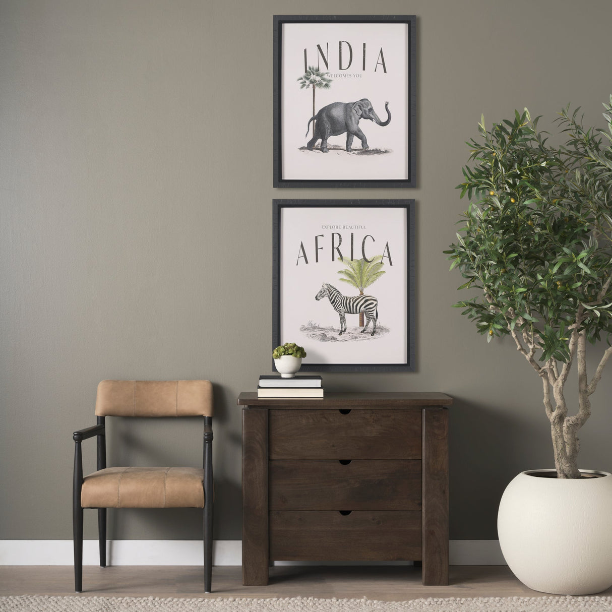 Wallen Solid Dark Brown Wood 3 Drawer Accent Cabinet by Mercana at Eve Furniture