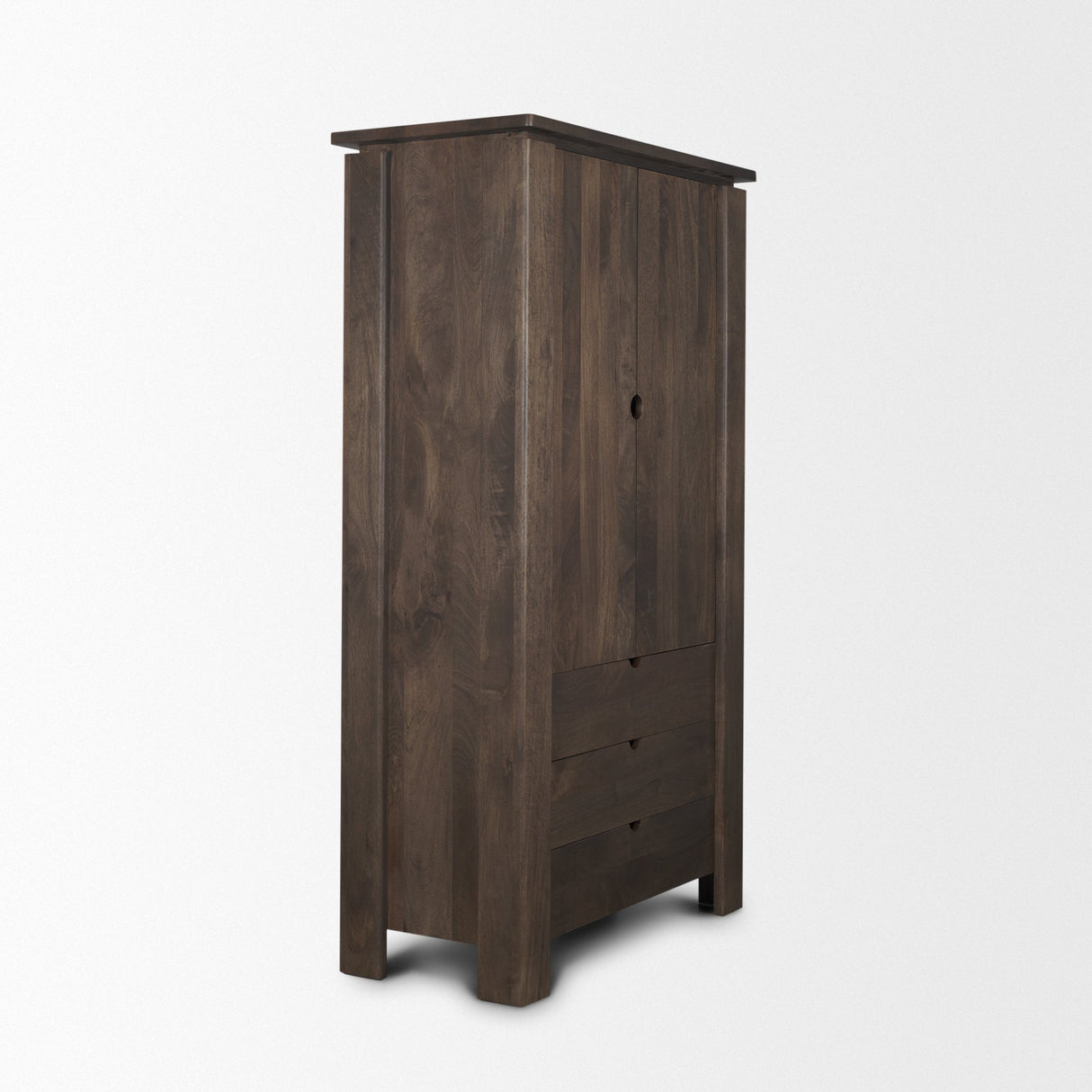 Wallen Solid Dark Brown Wood Curio Cabinet by Mercana at Eve Furniture