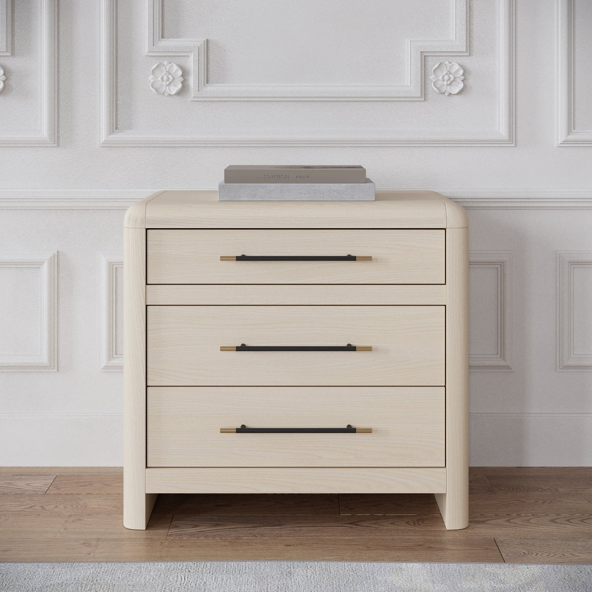 Wallen White Sand 3 Drawer Nightstand