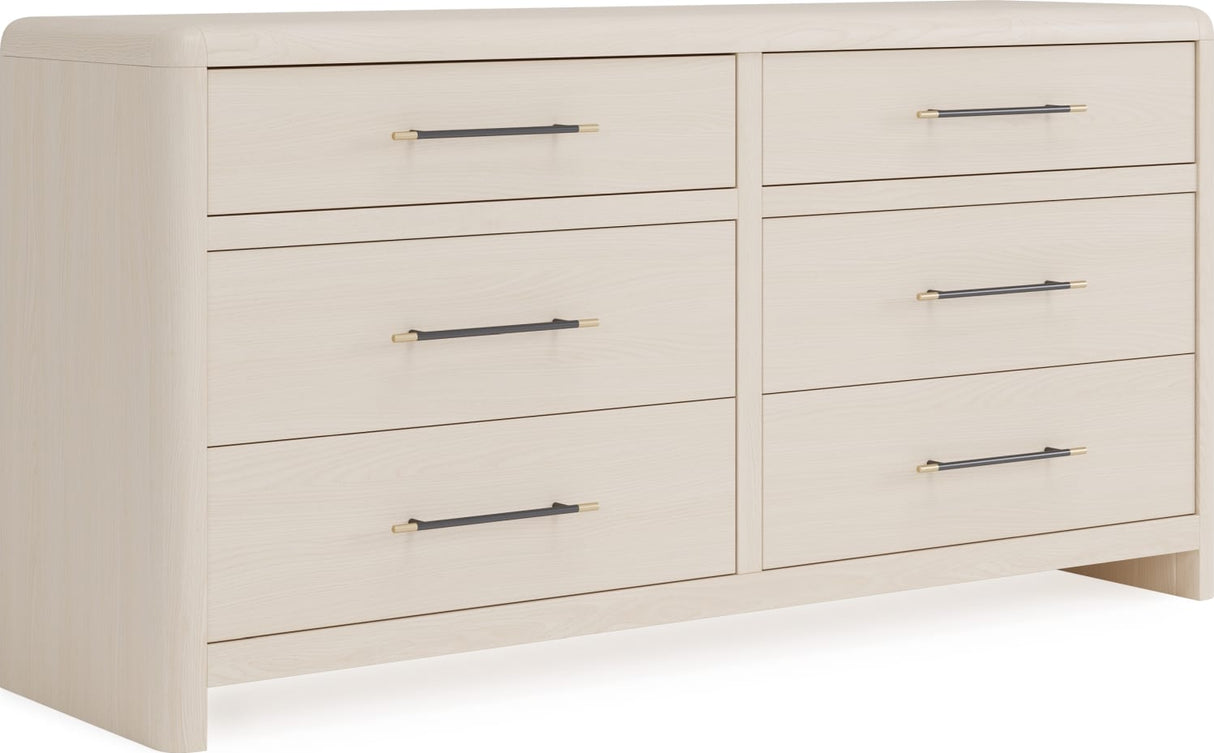 Wallen White Sand 6 Drawer Dresser