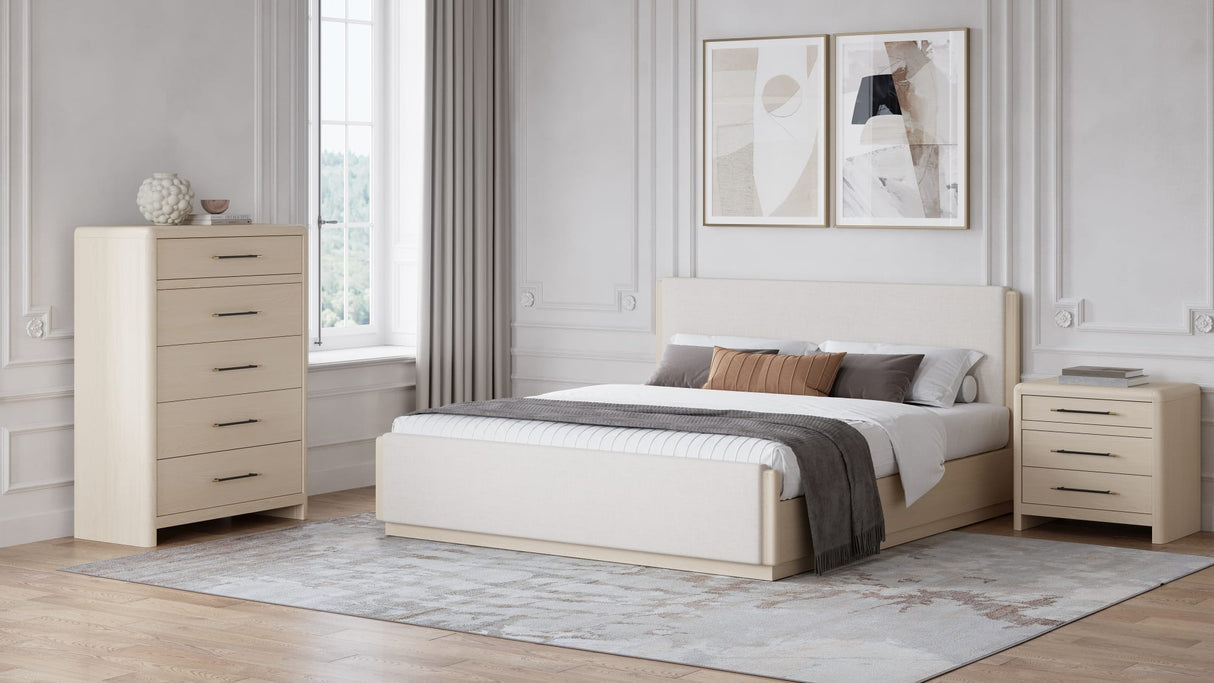 Wallen White Sand California King Upholstered Bed by Modus Furniture at Eve Furniture