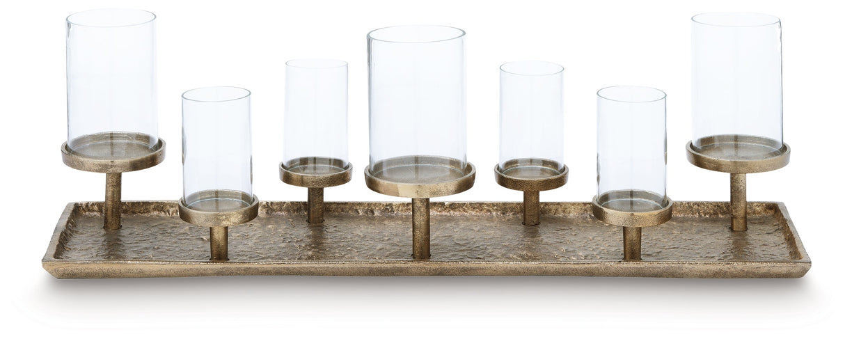 Wallmond Antique Brass Finish Candle Holder by ASHLEY FURNITURE at Eve Furniture