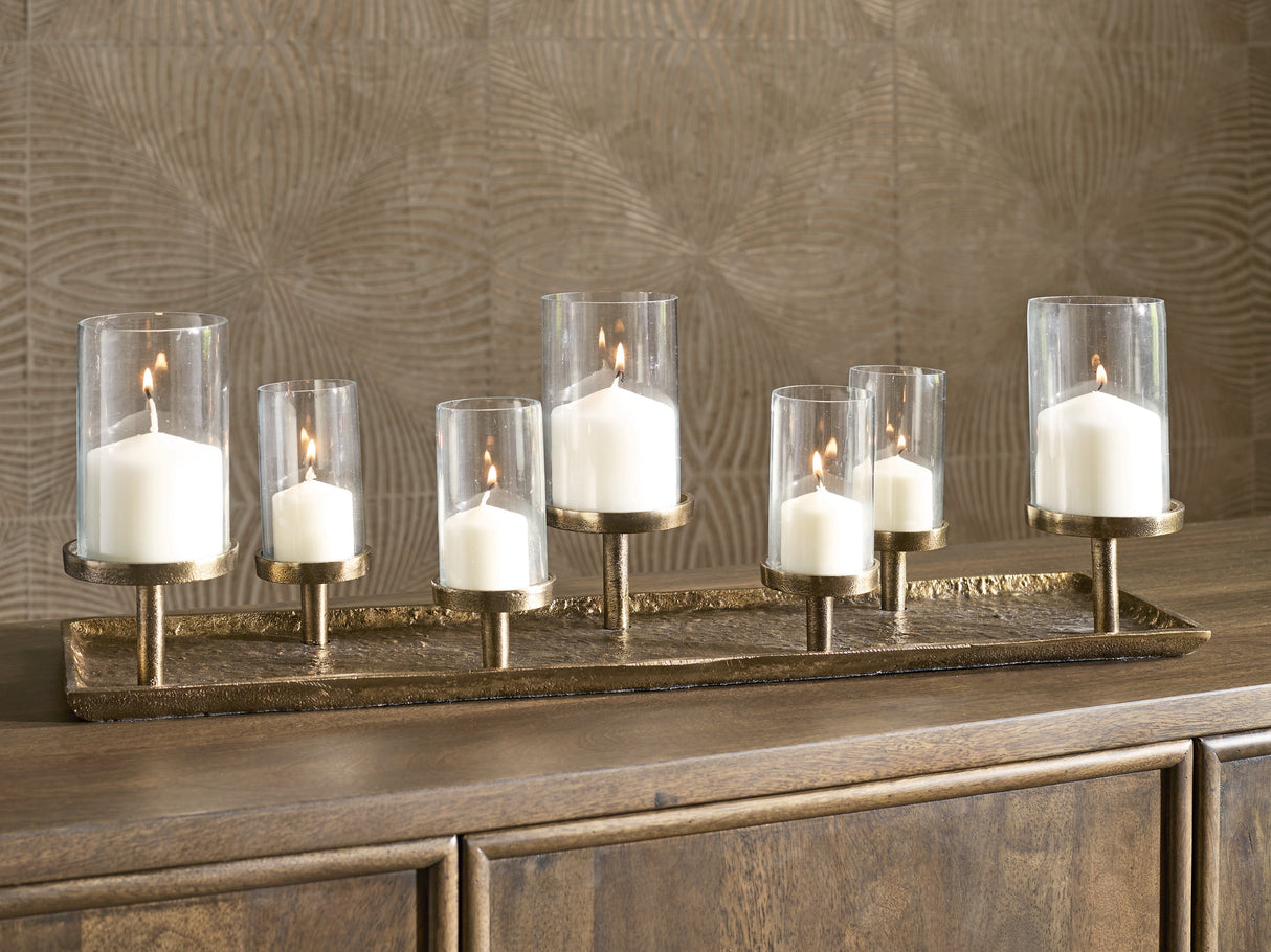 Wallmond Antique Brass Finish Candle Holder by ASHLEY FURNITURE at Eve Furniture