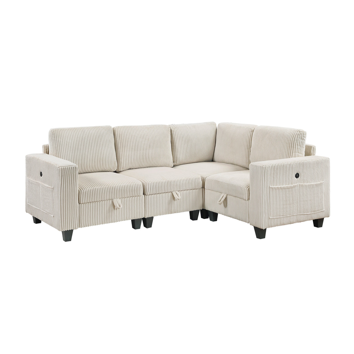 Walterboro Beige Corduroy 4-Piece Sectional with Storage by Homelegance at Eve Furniture
