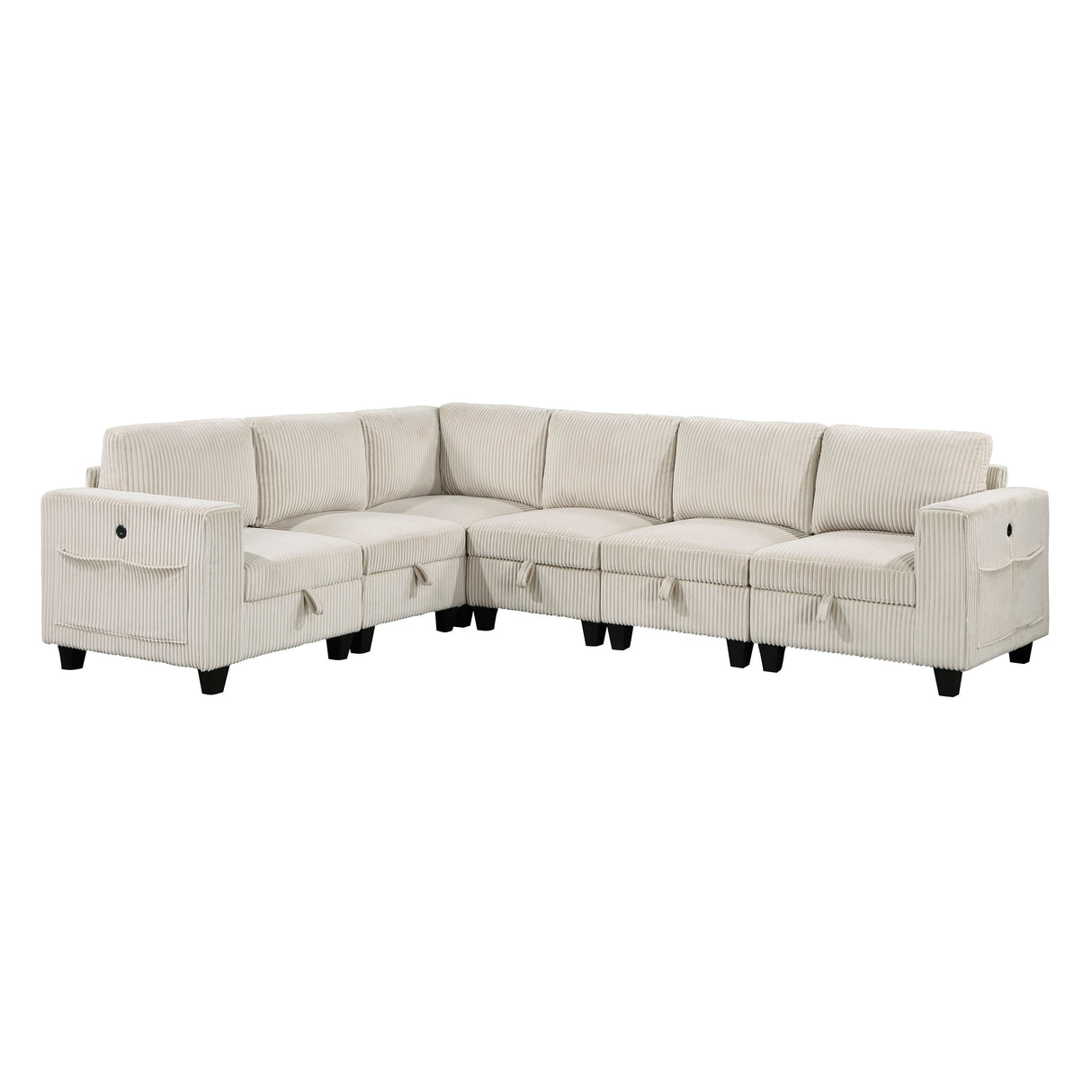 Walterboro Beige Corduroy 6-Piece Sectional with Storage by Homelegance at Eve Furniture