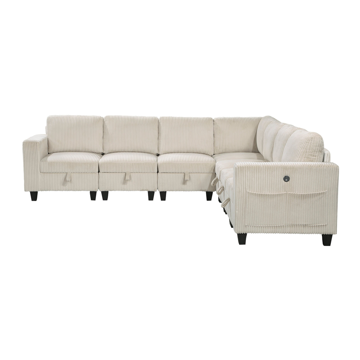 Walterboro Beige Corduroy 7-Piece Sectional with Storage by Homelegance at Eve Furniture