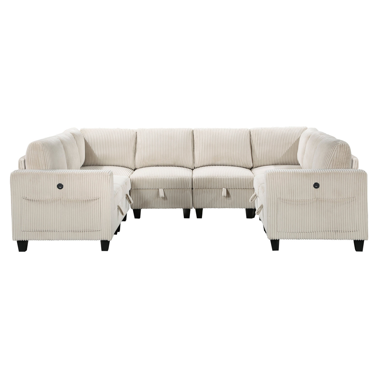Walterboro Beige Corduroy 8-Piece Sectional with Storage by Homelegance at Eve Furniture