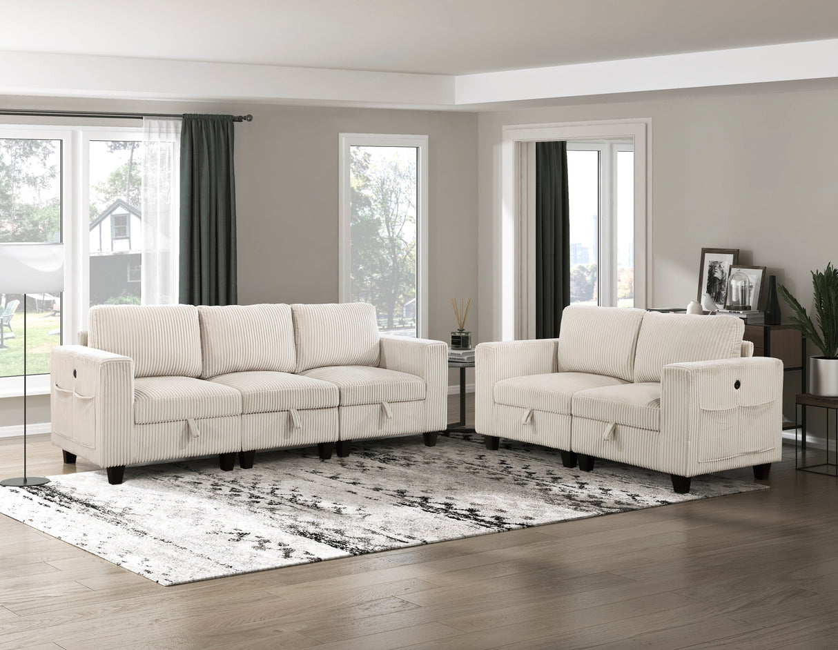 Walterboro Beige Corduroy Sofa by Homelegance at Eve Furniture