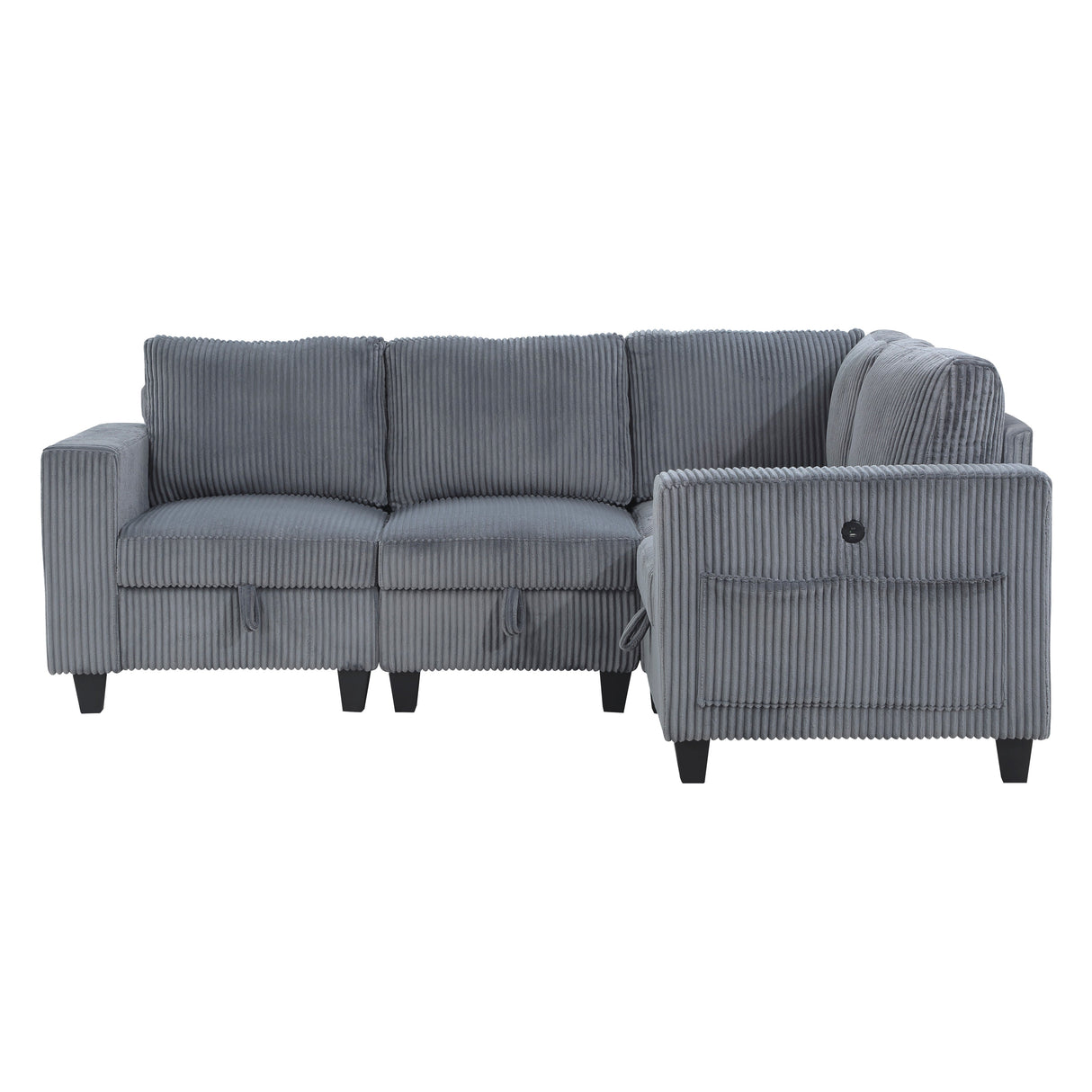 Walterboro Dark Gray Corduroy 4-Piece Sectional with Storage by Homelegance at Eve Furniture