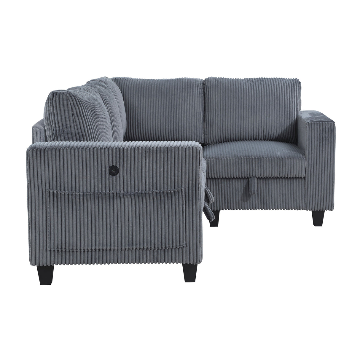Walterboro Dark Gray Corduroy 4-Piece Sectional with Storage by Homelegance at Eve Furniture