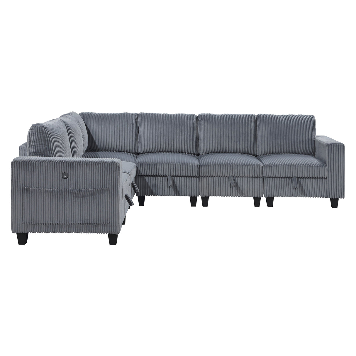 Walterboro Dark Gray Corduroy 6-Piece Sectional with Storage by Homelegance at Eve Furniture