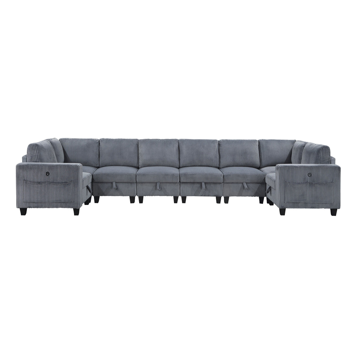 Walterboro Dark Gray Corduroy 8-Piece Sectional with Storage by Homelegance at Eve Furniture